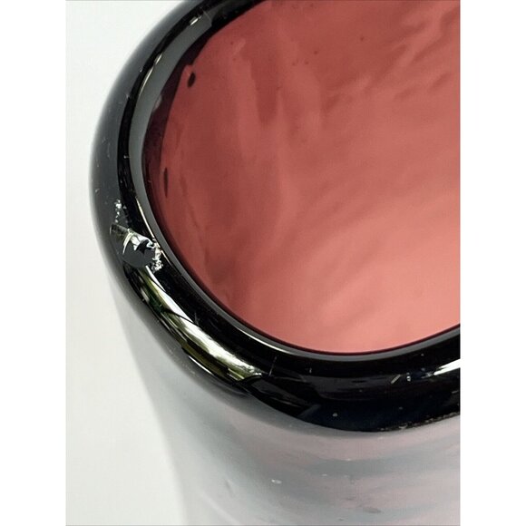 Vintage Amethyst to Clear 11" Fan Vase Hand Blown Glass - Picture 9 of 15